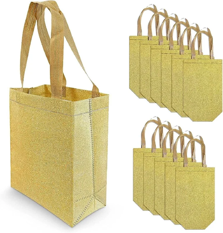 Reusable Gold Glitter Gift Bags