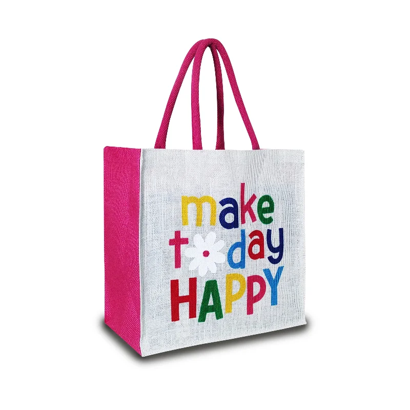 Designer lunch bags with a high - end brand logo for luxury usersJOYFUL JUTE BAG - SPREAD HAPPINESS EVERYWHERE