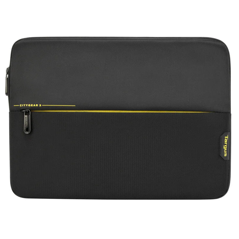 Soft-sided laptop bag with a magnetic closure for easy access14" CityGear Laptop Sleeve - Black