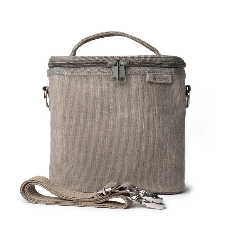 Foldable lunch bags with a compact design for easy storage at homeStone Grey Petite Lunch Poche