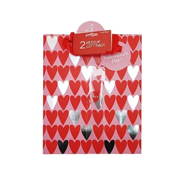 Valentines Medium Portrait Gift Bag 2 Pk