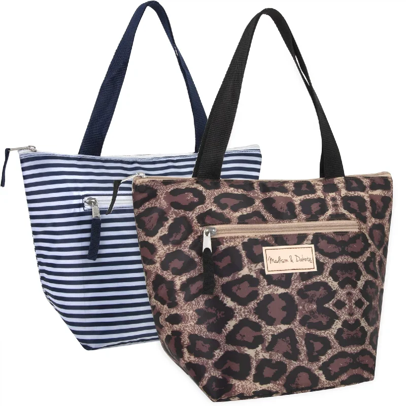 Waterproof and stain - resistant lunch bags for messy eatersFridge Pak Leopard/Striped Lunch Tote Bag