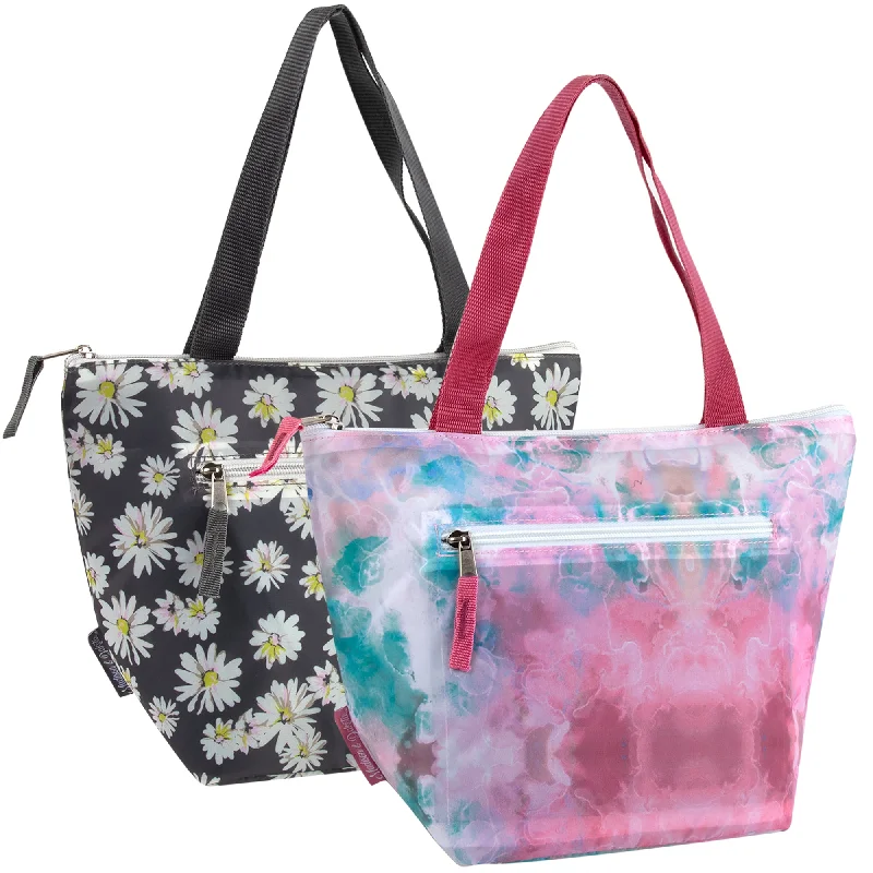 Waterproof nylon lunch bags with a thermal layer for outdoor picnicsFridge Pak Floral/Tie Dye Lunch Tote