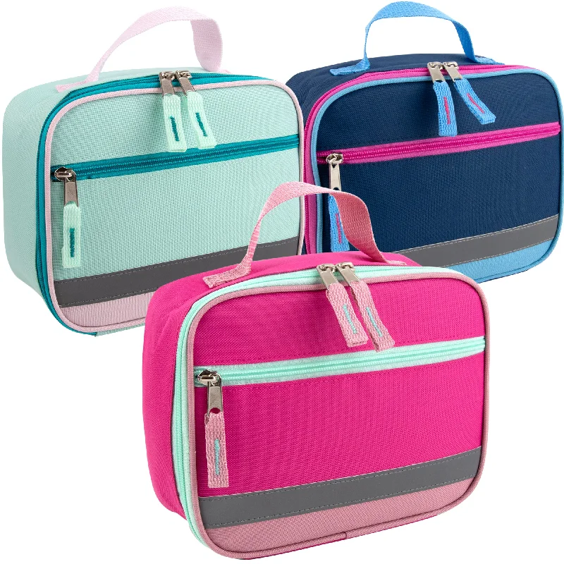 Soft - sided lunch bags with padded shoulder straps for comfortable carryingFridge Pak Reflective Strap Lunch Bag - 3 Girl Colors