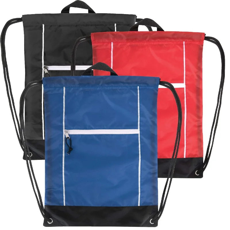 Lunch bags with a separate compartment for drinks and utensils18 Inch Front Zippered Drawstring Backpack - 3 Color Assortment