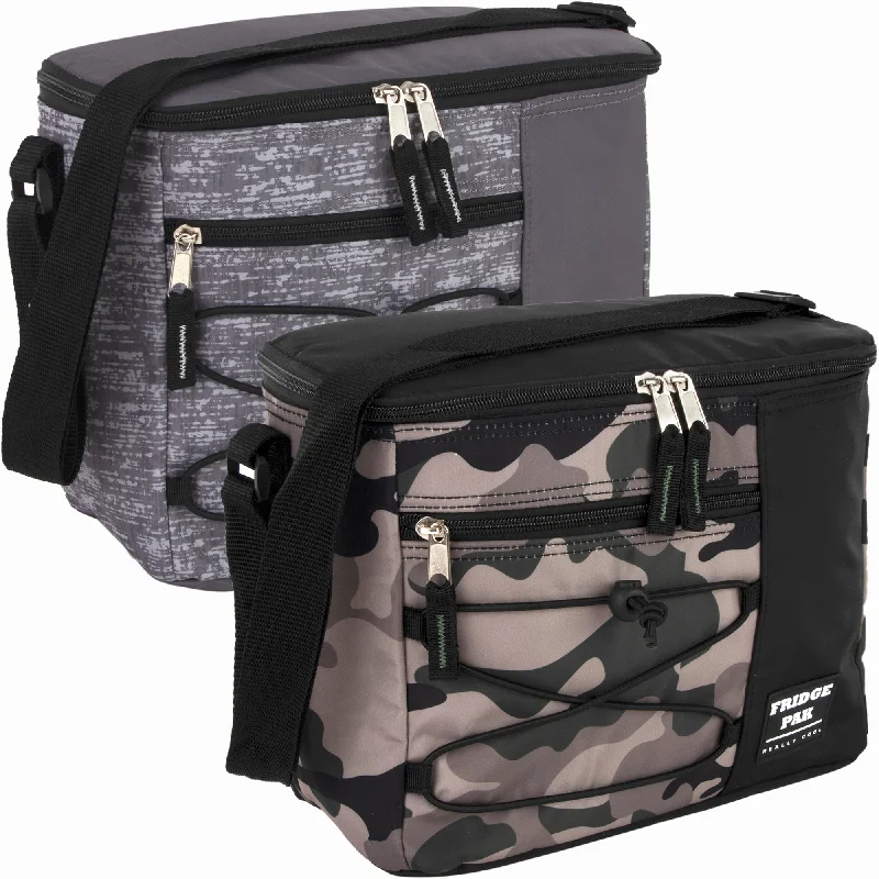 Insulated lunch bags with a built - in ice pack holder for long - day tripsFridge Pak 12 Can Printed Cooler Bag With Front Zippered Pocket