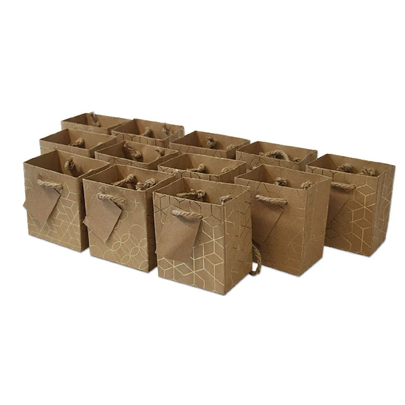 Gold Pattern Brown Kraft Gift Bags