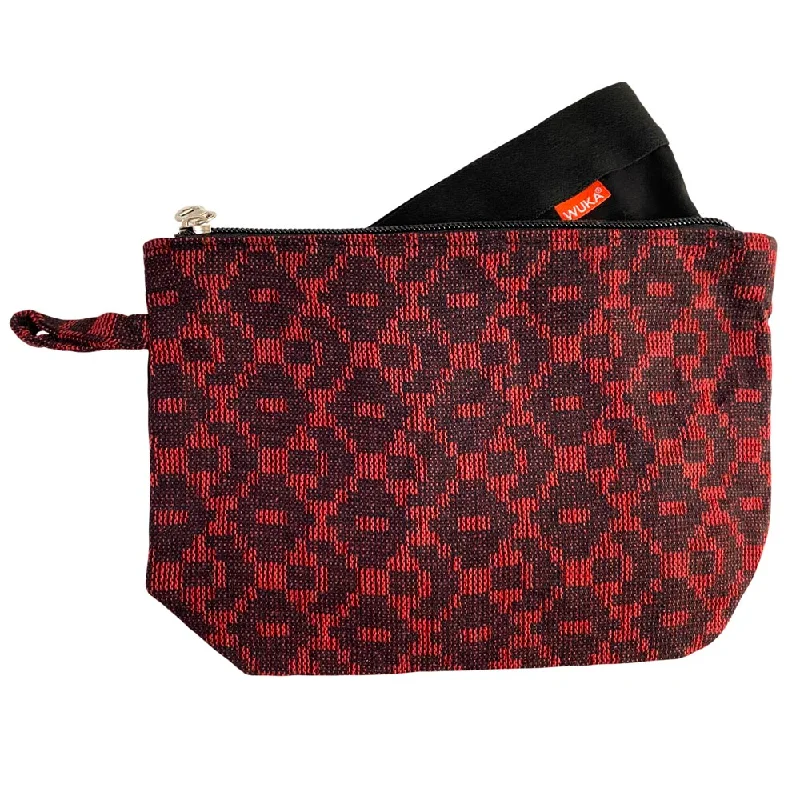 Drawstring storage bags made of cotton for storing toys and small itemsWuka Wash Bag - Dhaka Red and Black