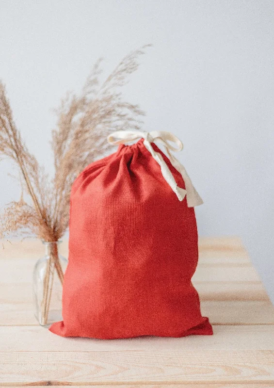 Waterproof and dust - proof storage bags for storing electronicsBarn Red Linen Drawstring Storage Bag