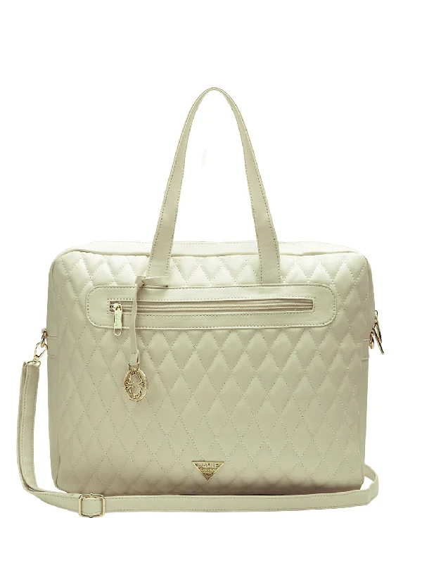 Designer laptop bag with a unique pattern or color for fashion-conscious individualsLavie Signature Arizona Large Off White Womens Laptop Bag