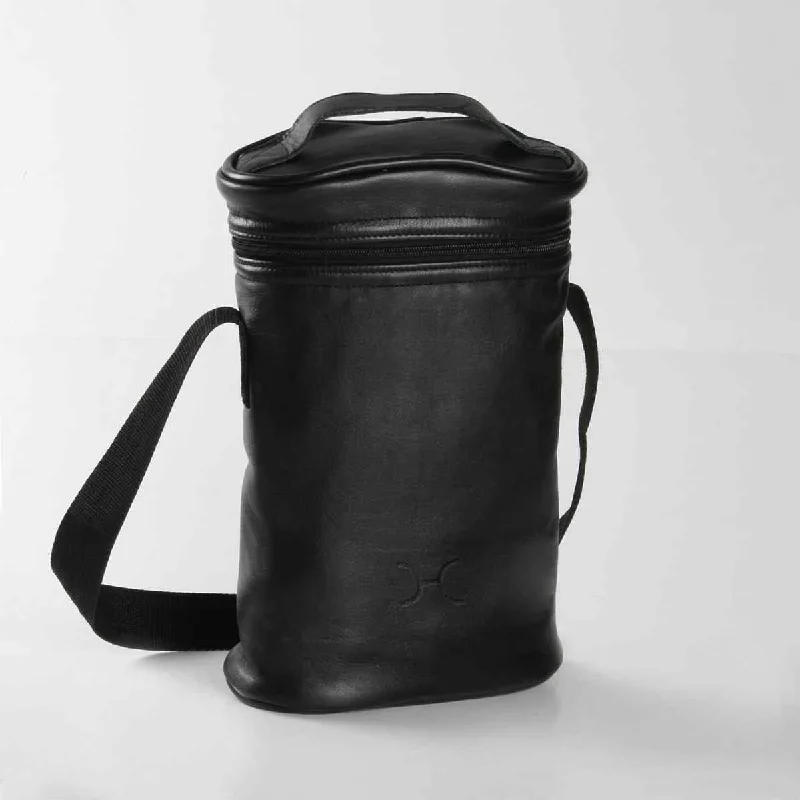 Waterproof nylon lunch bags with a thermal layer for outdoor picnicsThandana Leather Wine Cooler Double Carry Bag | Black