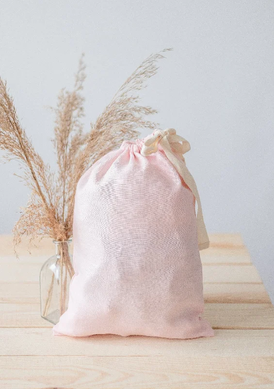 Large - capacity vacuum storage bags for winter clothes storagePowder Pink Linen Drawstring Storage Bag