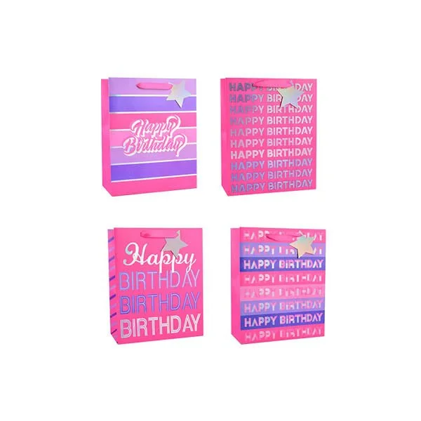 Girls Foiled Happy Birthday Gift Bag Lge