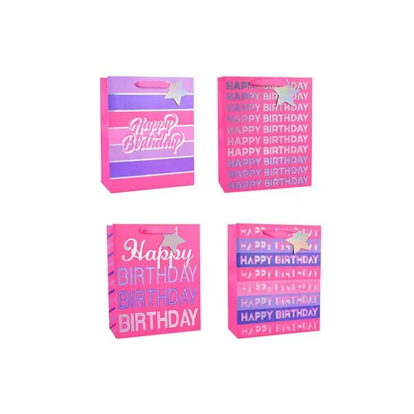 Girls Foiled Happy Birthday Gift Bag Med