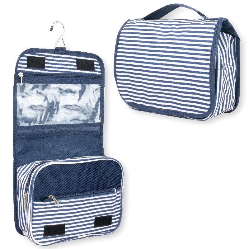 Large - capacity canvas lunch bags with multiple compartments for office workersTravel Hanging Toiletry Bag - Navy Stripe