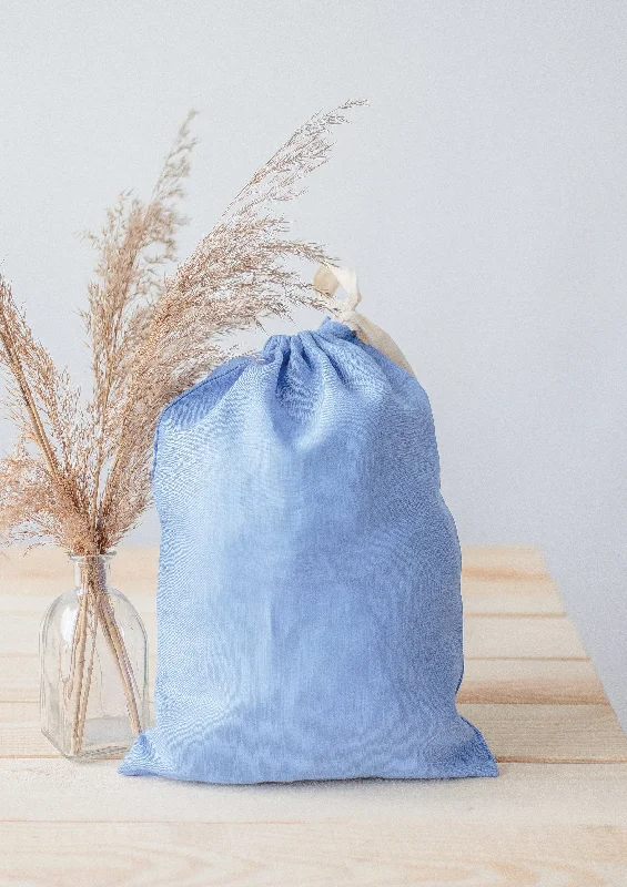 Foldable fabric storage bags with handles for convenient portabilityCornflower Linen Drawstring Storage Bag