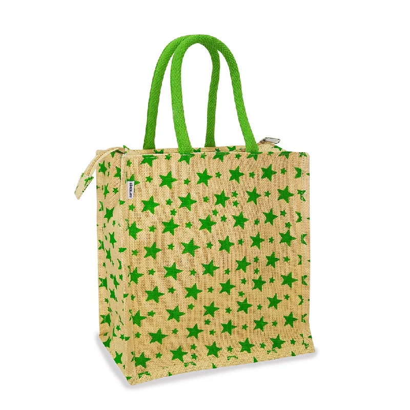 Lunch bags with a ventilation system to keep food freshCHIC STAR PATTERNED JUTE BAG