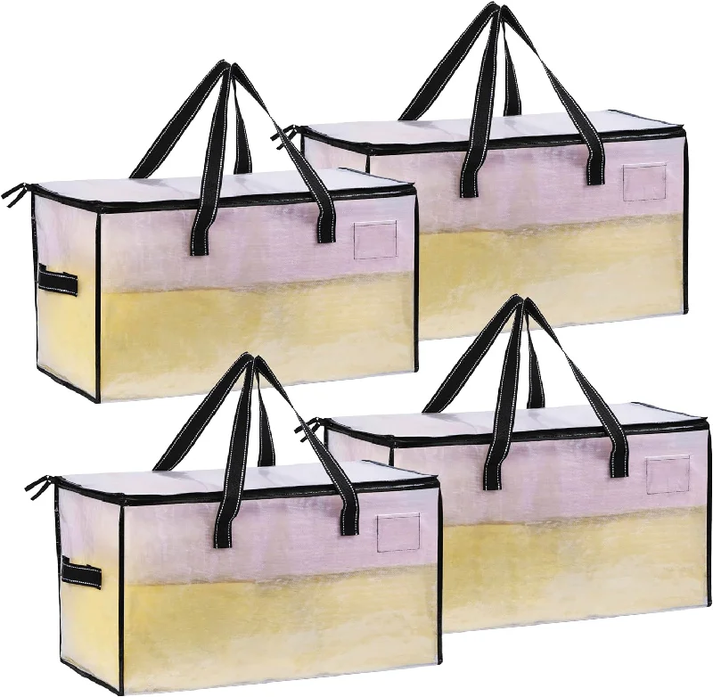 Stackable storage bags with a rigid structure for stable stackingVENO 4 Pack Clear Moving Bags, Comforter and Blanket Storage Bags