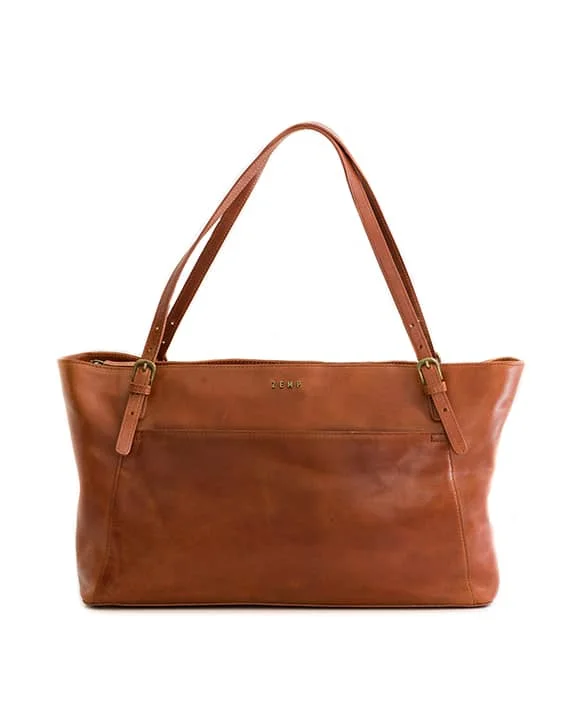 Expandable laptop bag to accommodate additional itemsZemp Mumbai Tote Office Handbag | Chestnut