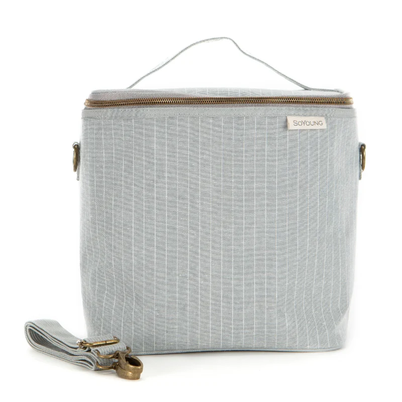 Military - style lunch bags with MOLLE webbing for attaching extra itemsPinstripe Heather Grey Lunch Poche