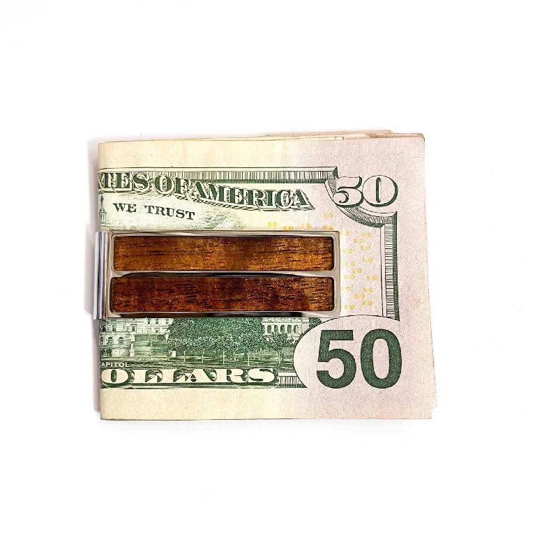 Elegant money clips for weddingsAAA Curly Hawaiian Koa Money Clip