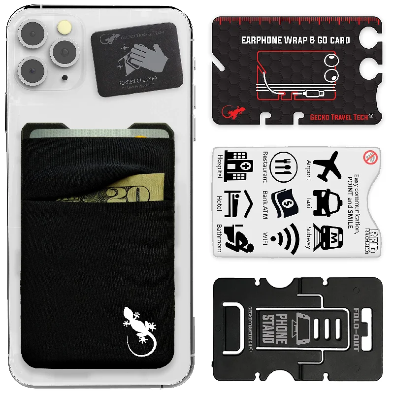 Suede phone wallets for a luxurious lookStick On Phone Wallet - LYCRA DOUBLE POCKET - Universal