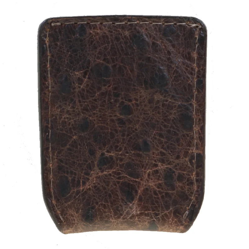 Elegant money clips for weddingsFMMC05 - Brown Ostrich Print Flat Magnetic Money Clip