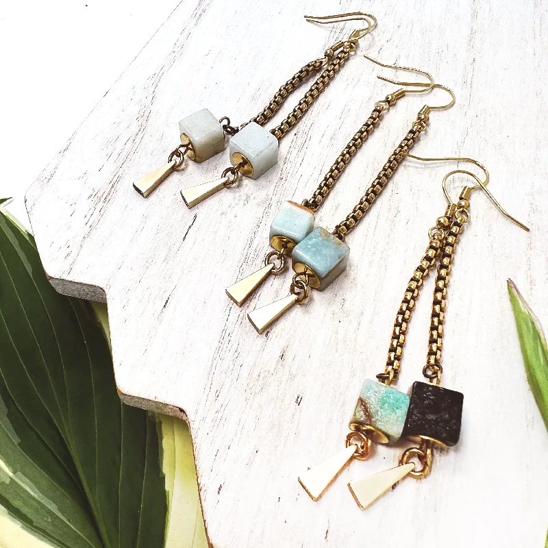 Pet carrier baggage for traveling with furry friendsGemstone Earring - Amazonite Cube & Vintage Brass Chain