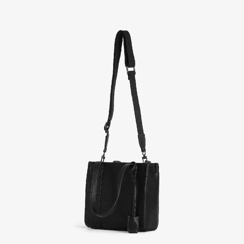 Foldable fabric baggage for convenient storage when not in useHAVEN LABEL | BRONTE MINI TOTE BAG | BLACK