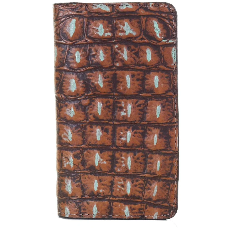 Transparent phone wallets with colored accentsLCPW02 - Rustic Patina Croco Print Cell Phone Wallet