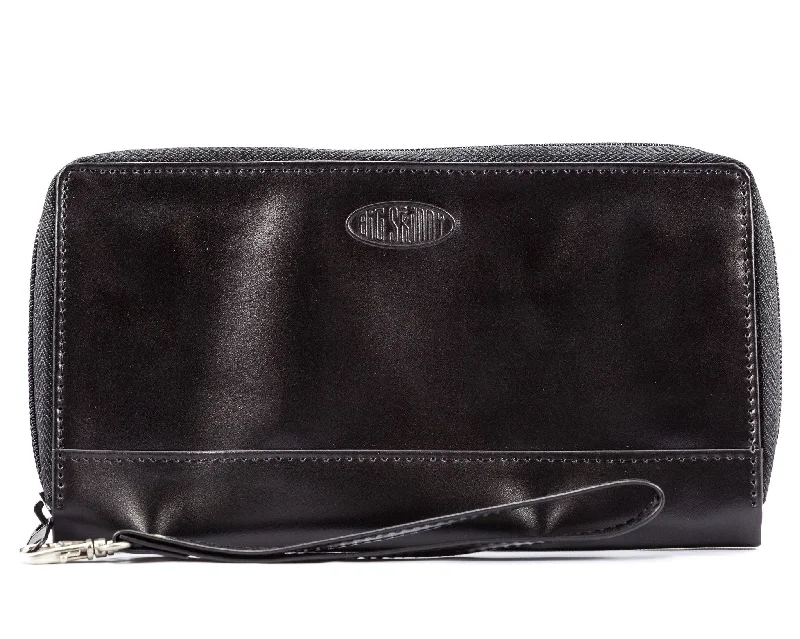 Phone wallets with credit card embossingLeather Panther Clutch Black