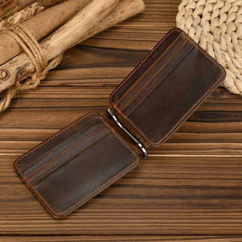 Eco-friendly money clips made from sustainable materialsLeather Slim Money Clip Bifold Wallet Card Holder