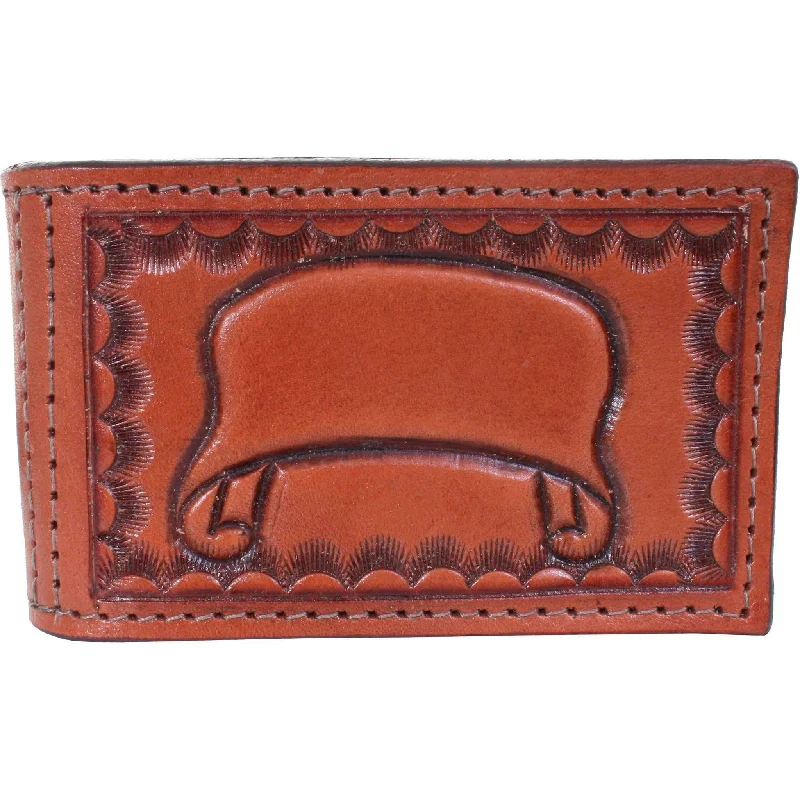 Money clips for holding large amounts of cashMC107A - Chestnut Leather Custom Money Clip