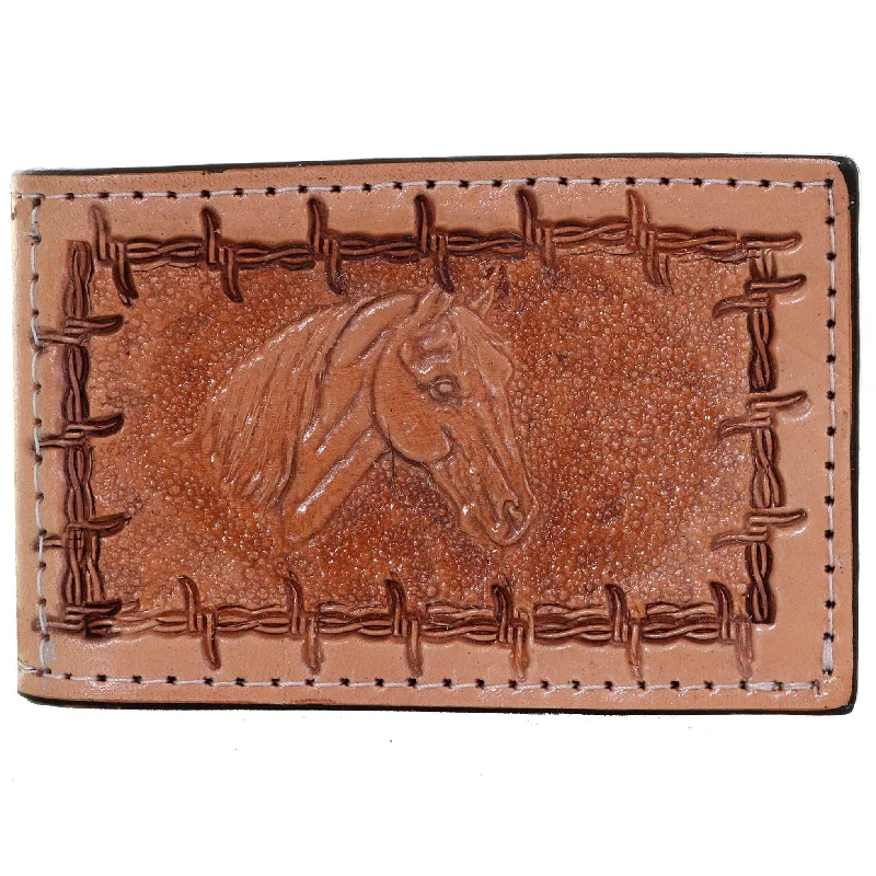 Best money clips for cash and cardsMC120 - Natural Leather Horse Head Money Clip