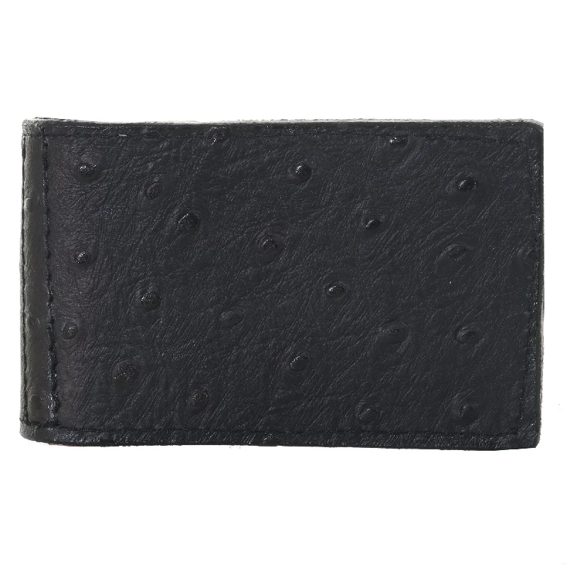 Slim money clips for minimalist walletsMC126 - Black Ostrich Print Money Clip