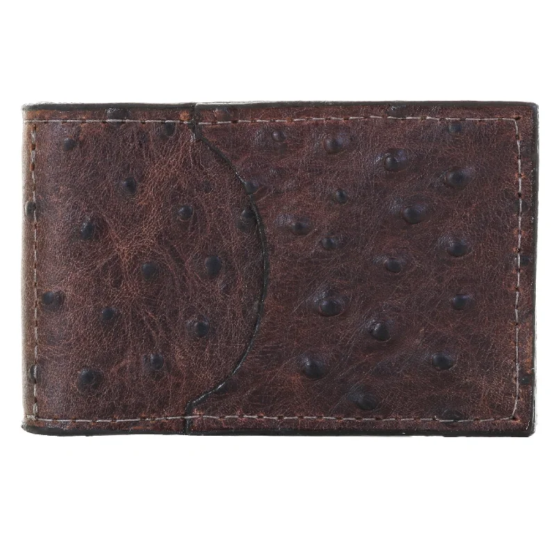 Money clips for women with sleek designsMC132 - Brown Ostrich Print Money Clip