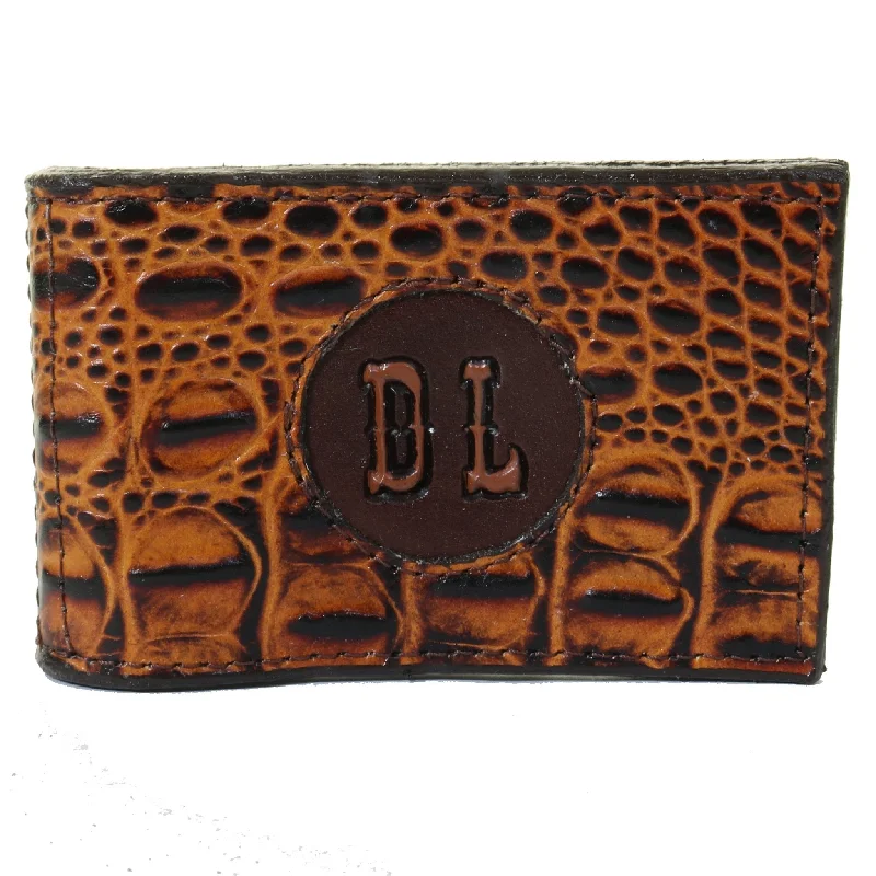 Custom money clips for corporate giftsMC141C - Butternut Gator Print Money Clip w/ Initials