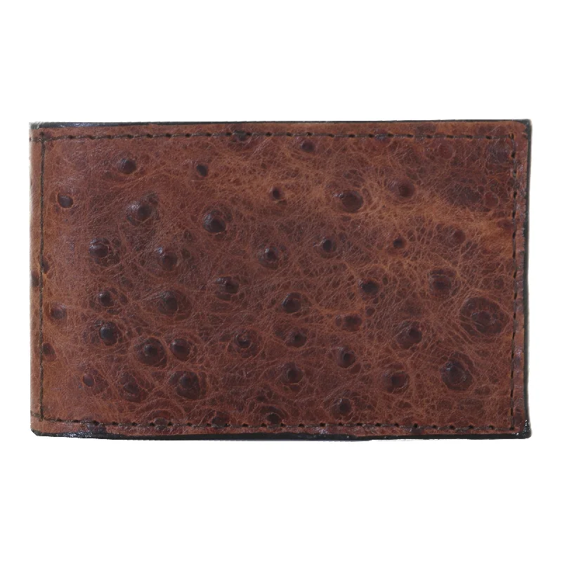 Money clips for women with sleek designsMC147 - Cognac Ostrich Print Money Clip