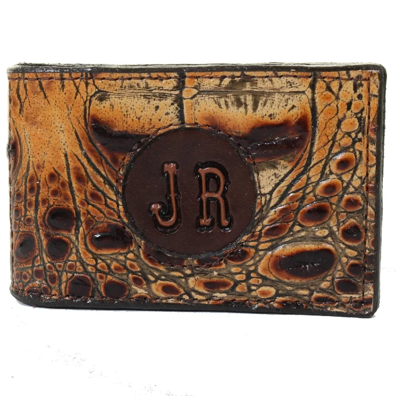 Top-rated money clips for everyday useMC154C - Savannah Hornback Gator Print Money Clip w/ Initials