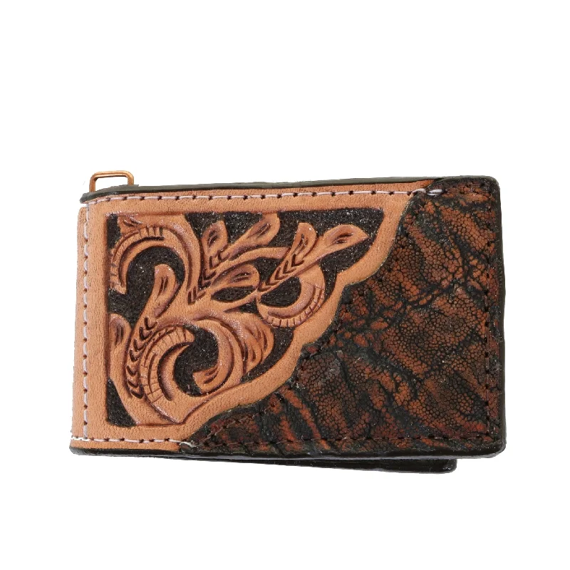 Money clips for women with sleek designsMC164- Tooled Overlay Money Clip