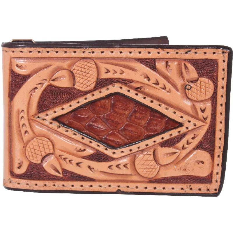 Money clips for women with sleek designsMC89 - Hand-Tooled Inlayed Money Clip