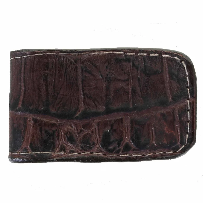 Slim money clips for minimalist walletsMCM16 - Knife Tail Brown Gator Print Magnetic Money Clip