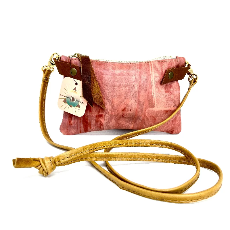 Pet carrier baggage for traveling with furry friendsSmall Leather Shoulder Bag Crossbody Purse For Women - Hand Painted in Colors of Blush Pink and Saddle Brown - One Of A Kind