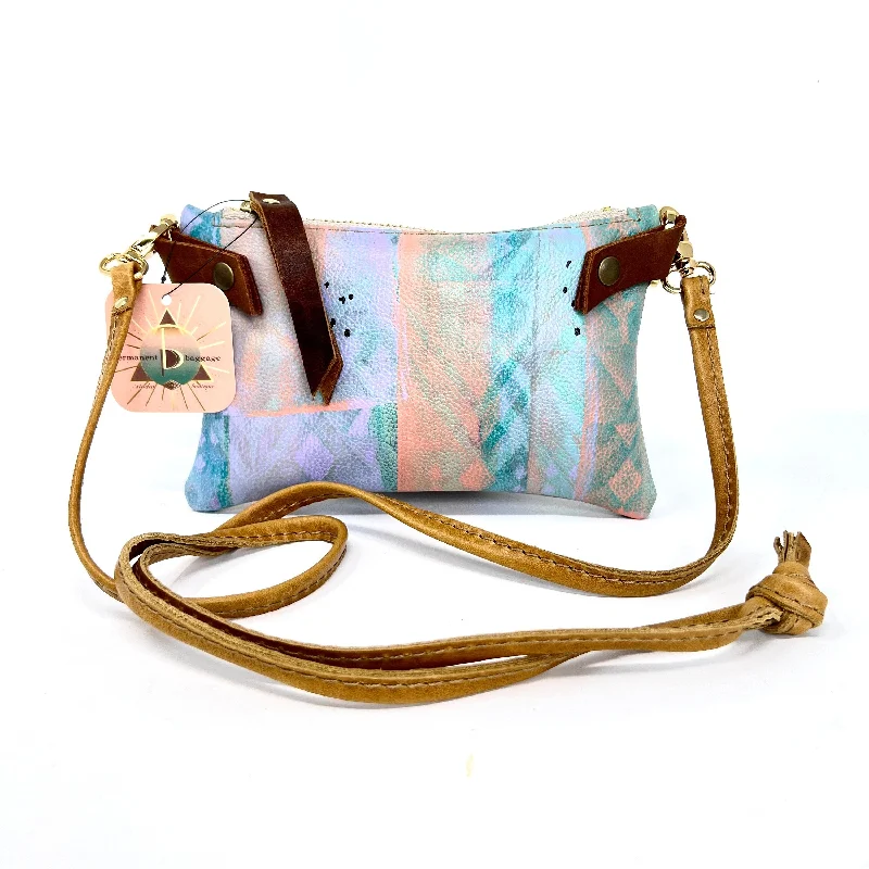 Lightweight expandable polyester baggage with spinner wheels for easy maneuveringSmall Leather Shoulder Bag Crossbody Purse For Women - Hand Painted in Colors of Peach Turquoise & Lilac - One Of A Kind