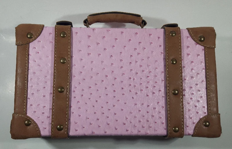 Waterproof nylon baggage suitable for outdoor adventuresSuede Leather Pink and Brown Small Travel Briefcase Suitcase