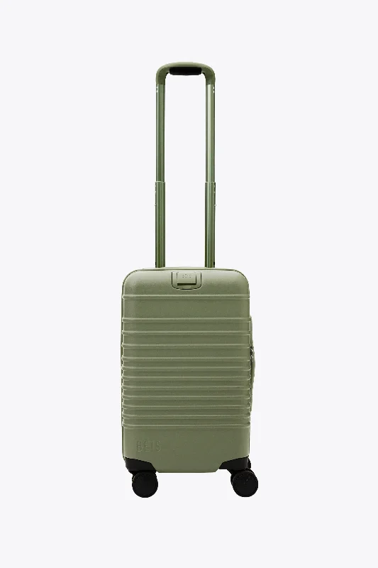 Soft - sided travel bag with reinforced corners for durabilityThe Small Carry-On Roller in Olive