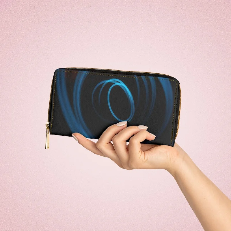 Leather phone wallets for iPhone 15 Pro MaxWristlet Phone Wallet, Black and Blue Swirl Style Purse