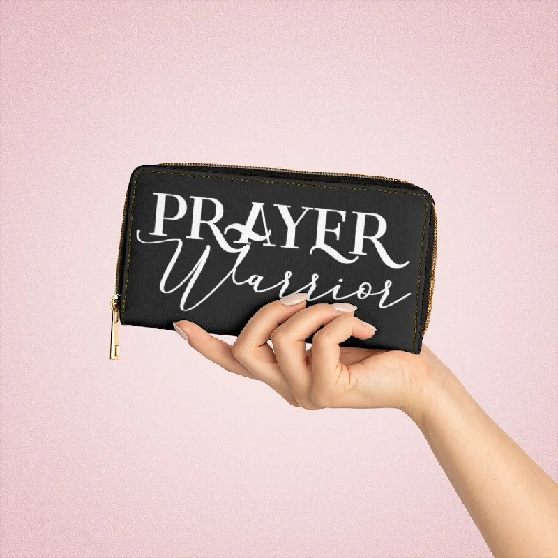 Phone wallets with elastic bands for holding receiptsWristlet Phone Wallet, Black and White Prayer Warrior Graphic Purse