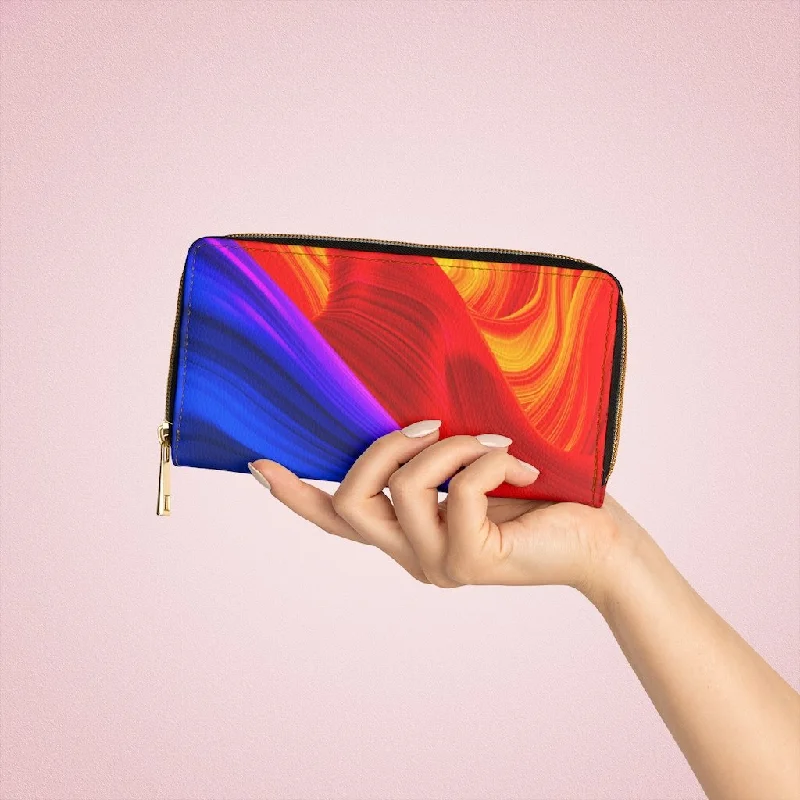 Phone wallets with credit card embossingWristlet Phone Wallet, Blue and Red Abstract Swirl Style Purse