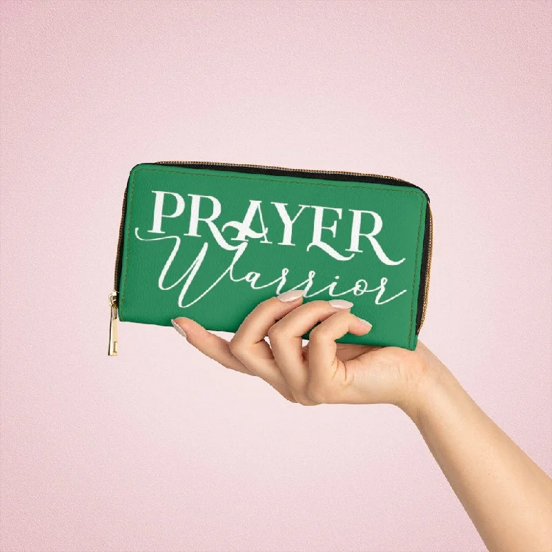 Phone wallets with earphone holdersWristlet Phone Wallet, Green and White Prayer Warrior Graphic Purse